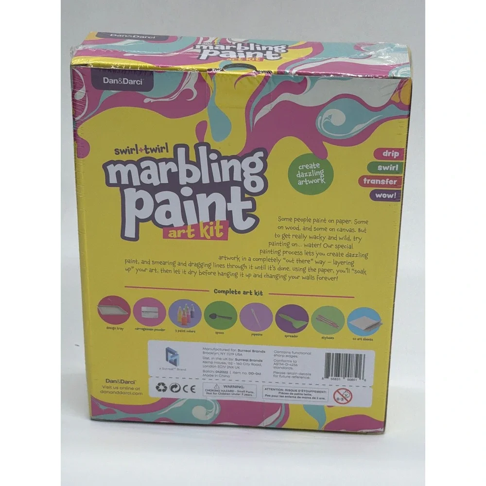 Dan&Darci Swirl and Twirl Marbling Paint Art Kit Kids STEAM Craft Set DD-041 NEW